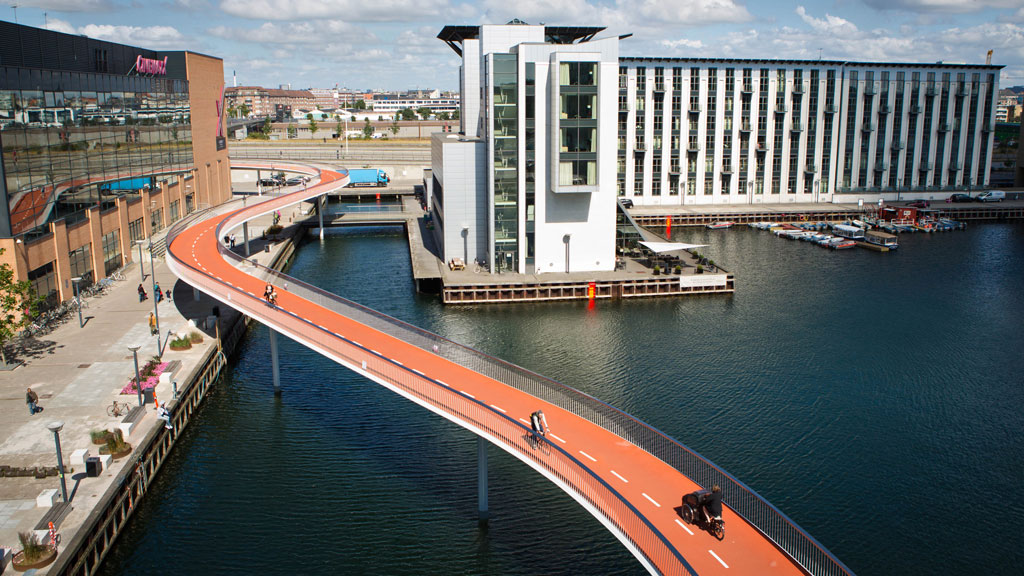 Photo of Cycling Snake bridge - Credit to VIsit Copenhagen and Ursula Bach